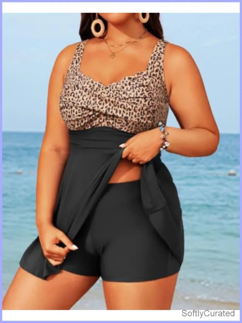 Plus Size Swim Dress - Two Piece Tankini Tummy Control Bathing Suit with Shorts